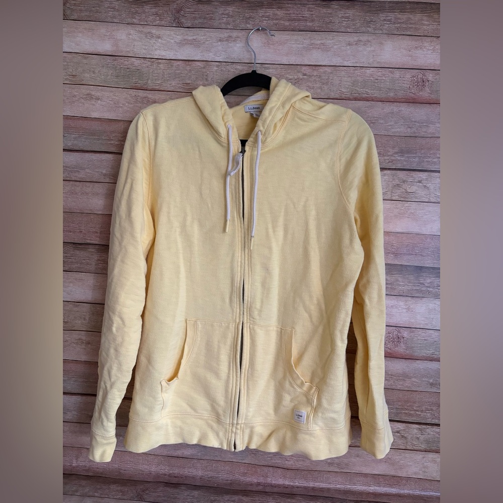 L.L. Bean butter yellow organic cotton zip up